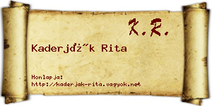 Kaderják Rita névjegykártya